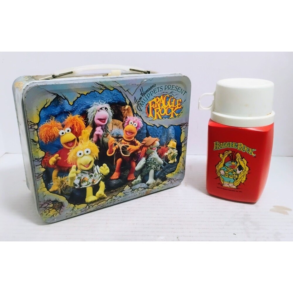 1984 THERMOS CO JIM HENSON’S FRAGGLE ROCK METAL LUNCHBOX W COMPLETE THERMOS